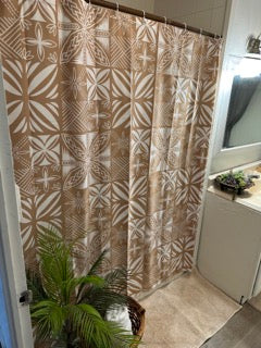 Polynesian Shower Curtain Polynesian Floral Spirit Sage Green